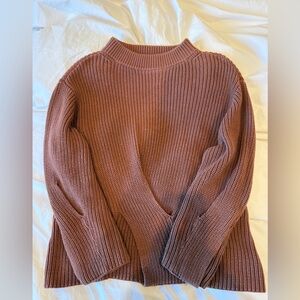 Women's Ribbed Knit Sweater - Brown